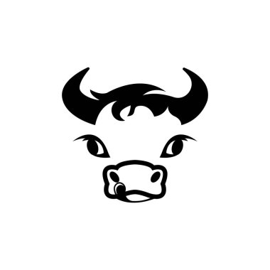 İnek başı simgesi logo simgesi, tasarım vektörü illüstrasyon şablonu