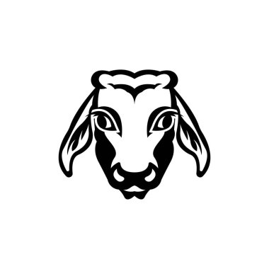 İnek başı simgesi logo simgesi, tasarım vektörü illüstrasyon şablonu