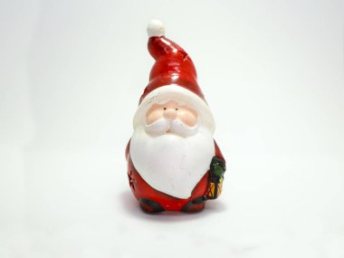 Noel Baba. Noel süsü. Dekorasyon. Heykel. Şenlik süsü. İzole edilmiş beyaz. Xmas.