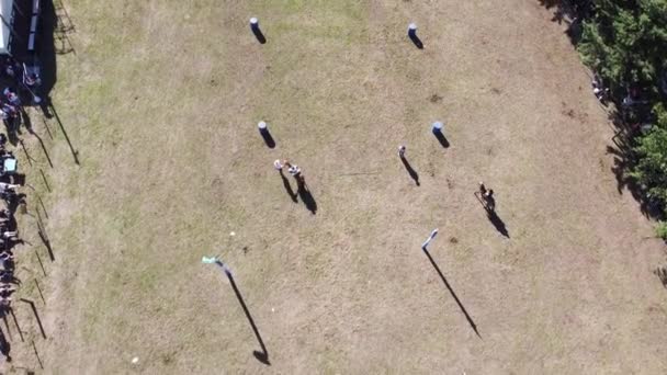Gaucho Horse Race Traditional Argentine Festival Aerial View Drone Riders — Stock Video