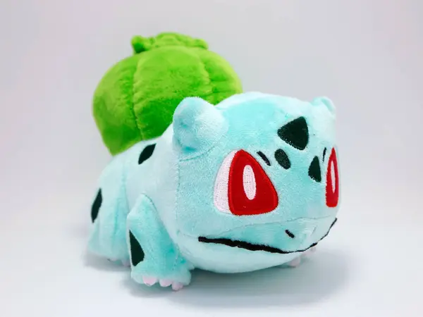 stock image Bulbasaur is a seed Pokemon. Fushigidane. It has a large green bulb on its back. Stuffed toy for children. Stuffed toy for children. Pikachu's friend. Japanese comic. Character from Pokemon anime.