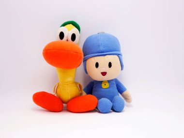 Pocoyo and Pato, Elly Loula, Pajaroto. British / Spanish series. Series for babies and toddlers. Preschool boy discovering the world. Pocoyo with his friends, Isolated white. clipart