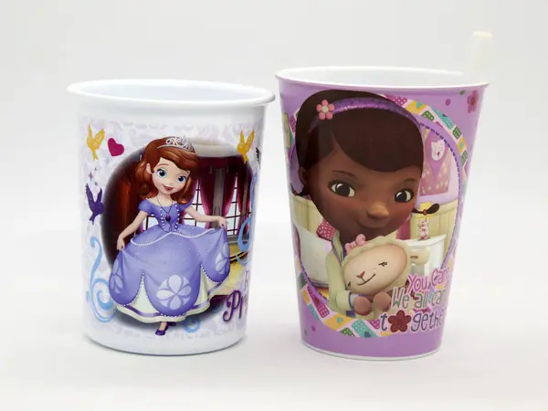 stock image Sofia the First and Doc McStuffins glasses Objects with the design of Disney Junior characters for children. Toys for children. Isolated. Girls. Princess.