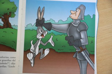 Tavşan karakteri Bugs Bunny 'nin resimli çocuk kitabı. Klasik çocuk çizgi filmi..