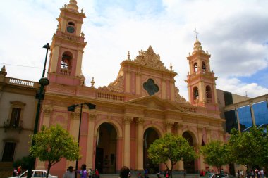 Facade of the Cathedral Basilica of Salta and Sanctuary of the Lord and the Virgin of the Miracle, Salta, Argentina. clipart