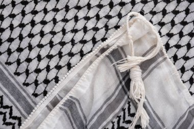 Beyaz arkaplan üzerindeki Filistin keffeyh 'i maket yap ve uzayı kopyala