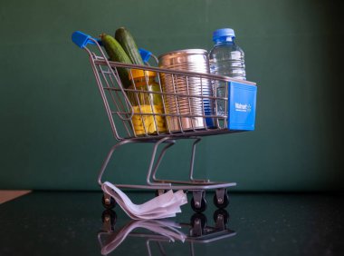 Alışveriş arabası, ev malzemelerini tutmanın maliyetini temsil ediyor.