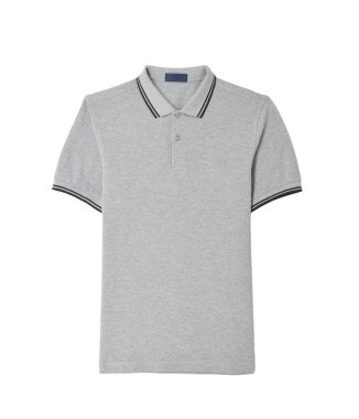 Temel gri polo tişört kısa kollu ön görünüm