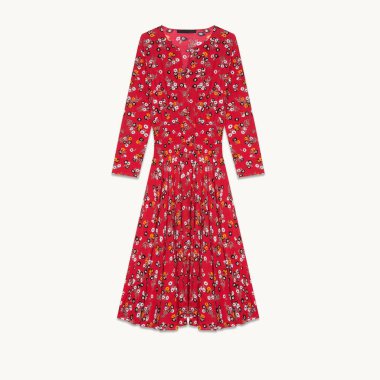 Kısa kollu kırmızı elbise.