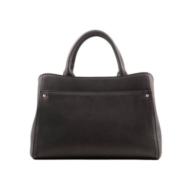 Beyaz arkaplanda siyah deri çanta arka planı