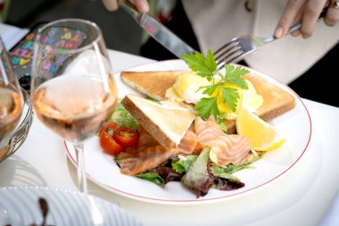 Lezzetli ve sağlıklı kahvaltı, yakın çekim.