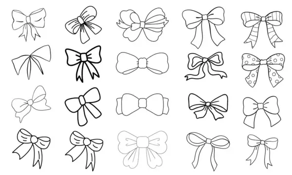 Dood coquette bow illüstrasyon, el çizimi yay, hediye kurdele, kurdele taslak