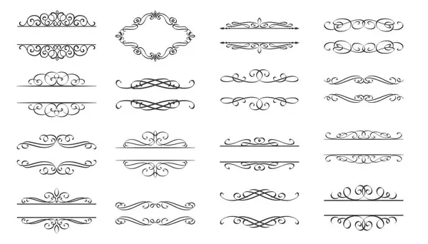 Kaligrafik Sınır İllüstrasyonu, Düğün Davetiyesi Elementleri, Süsler, Vintage Girdapları, Çiçek Metin Sınırı