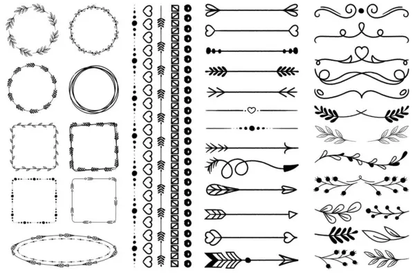 Çizim çizgisi ok unsuru, kalp şekli, çiçek çiçekleri, çiçek çerçeveleri, kalp fırçası süsleme okları