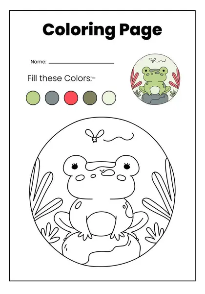 Beyaz ve Yeşil Renkli Dairesel Sanatlar Hayvanları Renklendirme Çalışma Kağıdı, Kawaii boyama Sayfaları