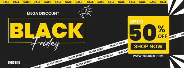 Black Friday Banner, Facebook Kapağı, Linkedin Banner, Vektör