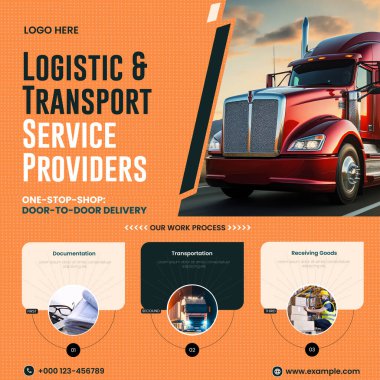 Logistics and Transportation Services Template Social Media Post Vector clipart