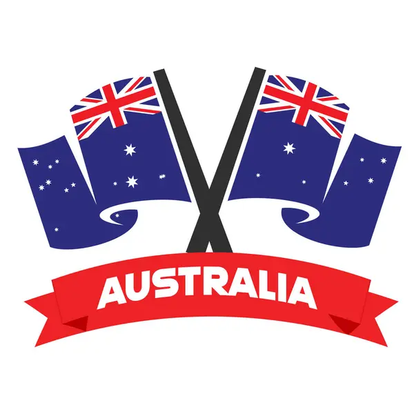 Avustralya Günü Bayrak Etiketi Vektörü