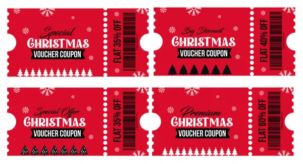 Modern Kırmızı ve Beyaz Noel Fiş Kupon Çizim Vektörü