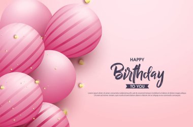 Pembe arka planda 3D balonlarla Mutlu Yıllar arkaplanı