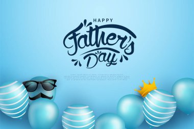 Üst üste binen balonlar ve gözlüklerle yazılmış bir illüstrasyonla Babalar Günü..