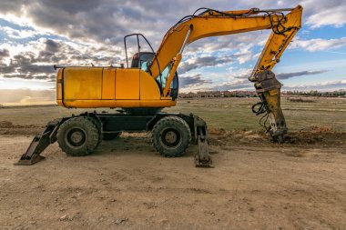 Drilling machine working on a construction site