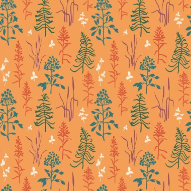 Use it for digital designs, fabric, stationery, or seasonal branding, tea, spice, scented candle, handmade product packaging. This pattern of hand drawn plant silhouettes offers a rustic and earthy clipart