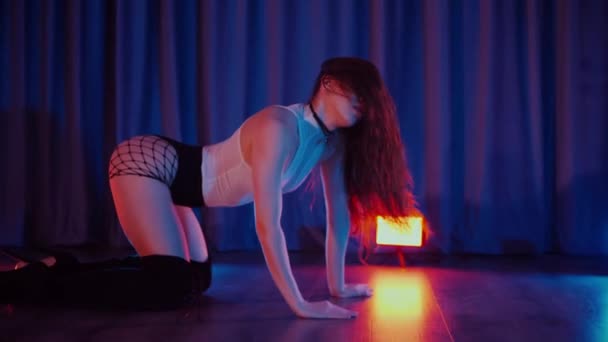 Sexy Woman Dancing High Heels Slow Motion Shooting Dancer Girl — Stock Video