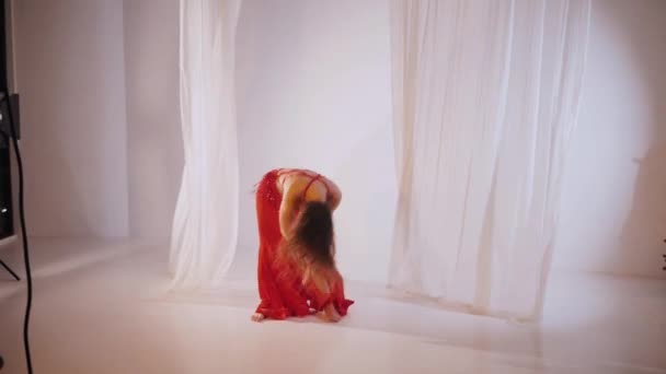 Belle Fille Danse Orientale Danse Ventre Ralenti Femme Sexy Lingerie — Video