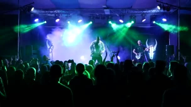 Rockkonzert Club Nachtclubparty Die Rockband Spielt Beim Rockfestival Gruppe Von — Stockvideo