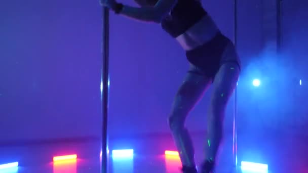 Mujer Sexy Baila Baile Polo Club Discoteca Baile Erótico Poste — Vídeos de Stock
