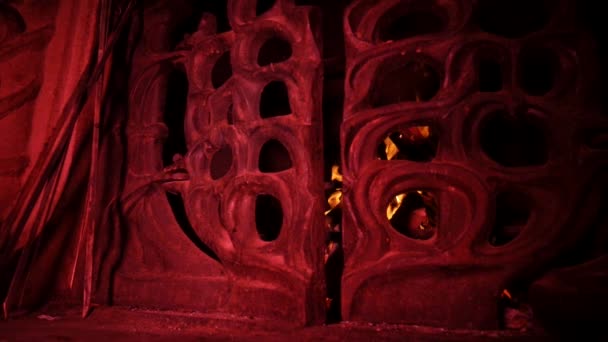Perapian Kuno Api Membakar Perapian Besar Perapian Rumah Istana Cahaya — Stok Video