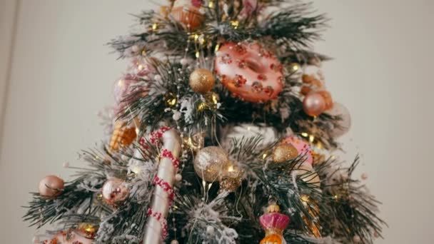 Noel Ağacı Yeni Yıl Süslemeleri Yakın Plan Güzel Yeni Yıl — Stok video