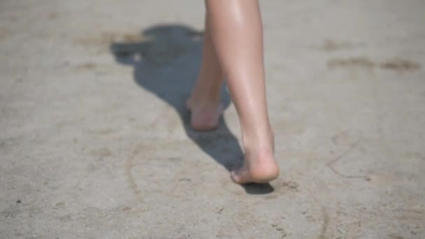 Jovencita Sexy Bikini Playa Una Chica Con Nalgas Elásticas Está — Vídeos de Stock