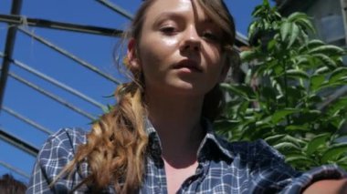 Ciddi adam ve kız kameraya poz veriyor. Moda mankenleri kucaklaşır. Birbirine aşık bir çift. Eski usul, holiganlar. Canlı bir sera ortamında iki genç birey. Botanik tapınağında birlikte duran iki birey. Genç çift eğleniyor 