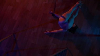 Seksi kadın disko kulübünde direk dansı yapıyor. Direğin üstünde erotik dans. Egzotik direk dansı, striptizci, direk sporu, direk sanatı. Dansçı bir direğin etrafında kıvrılır ve döner. Baştan çıkarıcı striptizci akışkan hareketleriyle gölgelerde büyülenir..