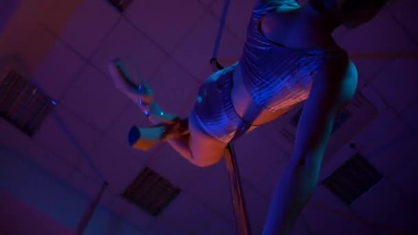 Mujer Sexy Baila Baile Polo Club Discoteca Baile Erótico Poste — Vídeos de Stock