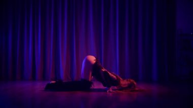 Baştan çıkarıcı dans eden seksi kadın. Yüksek topuklu bir dansçı, canlı renklerle yıkanmış, sahnenin heyecan verici enerjisini somutlaştırıyor. Akışkan hareketler, yüksek topuklar ve büyüleyici bir göz alıcı performans loş alanı ateşler. Sahnede Geceçöküşü