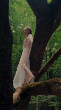 Dikey. Ormanda şeffaf beyaz elbiseli yalnız, çekici bir kadın. Çekici Dryad ya da Orman Perisi ruhani ve zarif bir şekilde ormanda geziniyor. Çıplak ayaklı orman perisi. Mavka Naiad Masalda