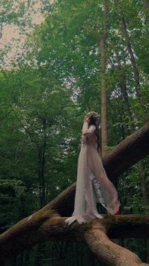 Dikey. Ormanda şeffaf beyaz elbiseli yalnız, çekici bir kadın. Çekici Dryad ya da Orman Perisi ruhani ve zarif bir şekilde ormanda geziniyor. Çıplak ayaklı orman perisi. Mavka Naiad Masalda