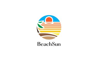 Plaj ve günbatımı logo taşıyıcısı