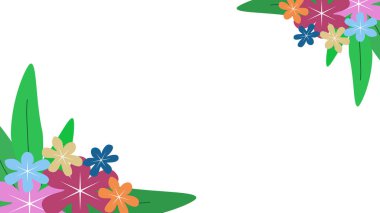 Soyut afiş çerçevesi arkaplanı. Renkli çiçekler arka plan vektör illüstrasyonu, çiçek bitkileri, dallar, güzellik, moda ve doğal ürünler için sanat baskısı, kart, kağıt, mevcut, olay, slayt, afiş.