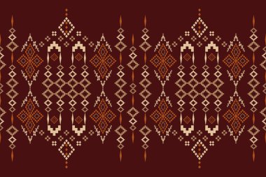 Klasik çapraz dikiş geleneksel etnik şablon. Ikat arkaplan özeti Aztek İndonezyası Hint Malezyası kumaş, kumaş, elbise, halı, perde, sarong, batik, duvar kağıdı için kusursuz desen