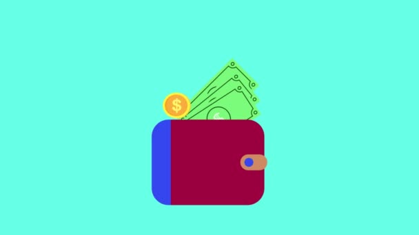 Финансы Внутри Бумажника Движущейся Анимации Ультра Анимированных Монтинов — стоковое видео