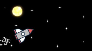 Mavi gökyüzü bulutlar sağa sola hareket dolu. Çizgi film animasyon gökyüzü arka plan. Düz animasyon, 