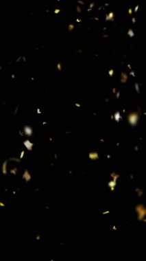 Düşen Altın Konfeti Zarif Parçacık Işığı. Kutlama ve şenlikli video geçmişi için.