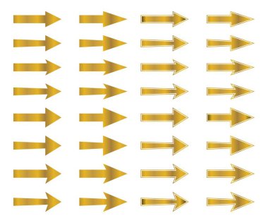 Altın ok simgesi seti, ok vektör koleksiyonu. basit ve modern şekil oku.