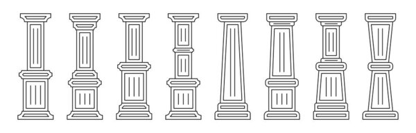 иконка столба набор старинный дизайн стиля. Вектор линии выделен на белом фоне. дизайн можно настроить