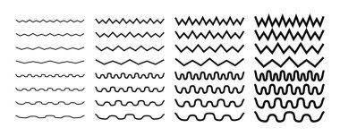 Zigzag Hattı Sanat Koleksiyonu. Yatay Çizgi Dalga Tasarımı.