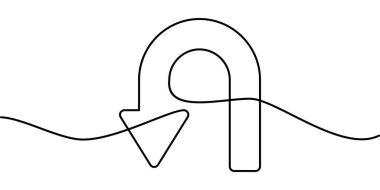 Arkaya ok sembolünün aralıksız çizimi. soyut çizgi çizimi